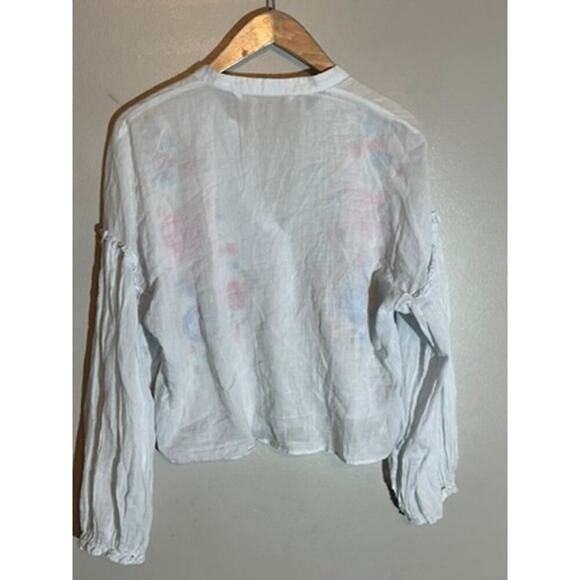 Zara Blue Embroidered Peasant Blouse Size S - Picture 5 of 5